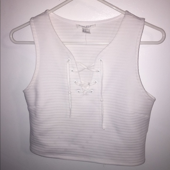 Forever 21 Tops - White cropped tank top with laces